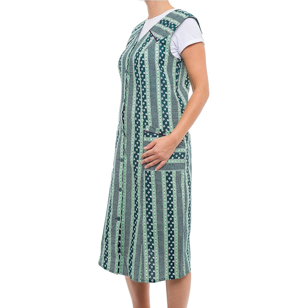 Tobeni Femme Blouse Tablier Longue en 100% Coton sans Manche : Mode