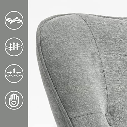 MEUBLE COSY Sedia a Dondolo con braccioli e Seduta Imbottita per Soggiorno, Camera da Letto, Struttura in Metallo e Base in Legno, Tessuto, Grigio Chiaro, 66x84x97 cm : Casa e cucina