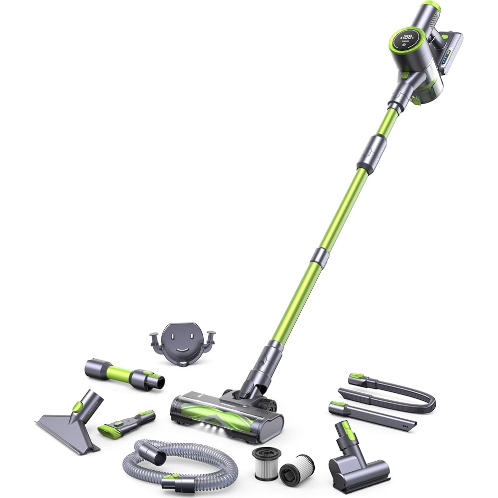 kalado KCV600 Aspirateur sans Fil 33KPA 480W, 10 en 1 Aspirateur Balai sans Fil, Batterie Amovible 40 Mins, Anti-nœuds Brosse, Écran Tactile LED, Convient pour Sols Tapis Poils d'animaux de Compagnie : Cuisine et Maison