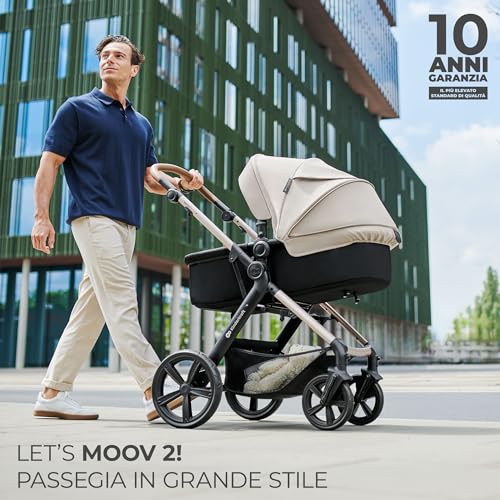 Kinderkraft MOOV2 Trio passeggino neonati 3 in 1 fino 26 kg, con Ovetto I SIZE 40 75 cm, Carrozzina reversibile fronte mamma e strada, Schienale regolabile, Ruote EVA, Grigio : Prima infanzia