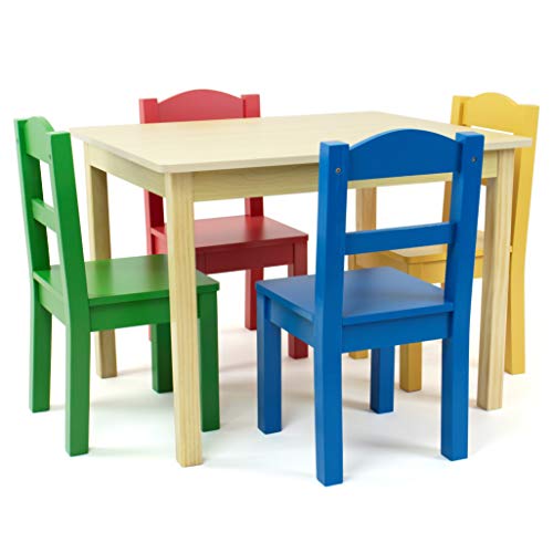 Humble Crew Set Tavolo e sedie per Bambini, Legno, Naturale/primario, One Size : Casa e cucina