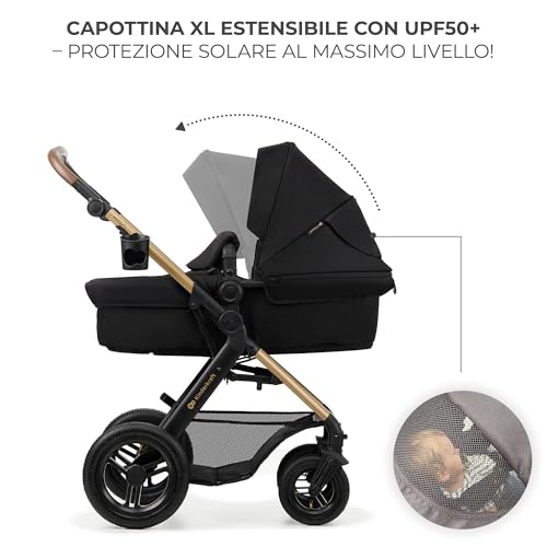 Kinderkraft MOOV2 Trio passeggino neonati 3 in 1 fino 26 kg, con Ovetto I SIZE 40 75 cm, Carrozzina reversibile fronte mamma e strada, Schienale regolabile, Ruote gonfiabili, Nero : Prima infanzia