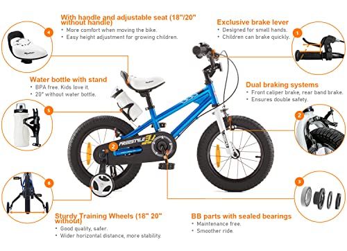 RoyalBaby bicicletta per bambini ragazza ragazzo Freestyle BMX bicicletta bambini bici per bambini 14 pollici blu : Sport e tempo libero