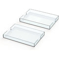 Plateau en Plastique Acrylique avec Poignées - Grand Plateau Rectangulaire - Petit Déjeuner, Thé/Café, Aliments, Boissons - Lot de 2 : 42x30x5cm &amp; 40x28x4,3cm (TRANSPARENT) : Cuisine et Maison