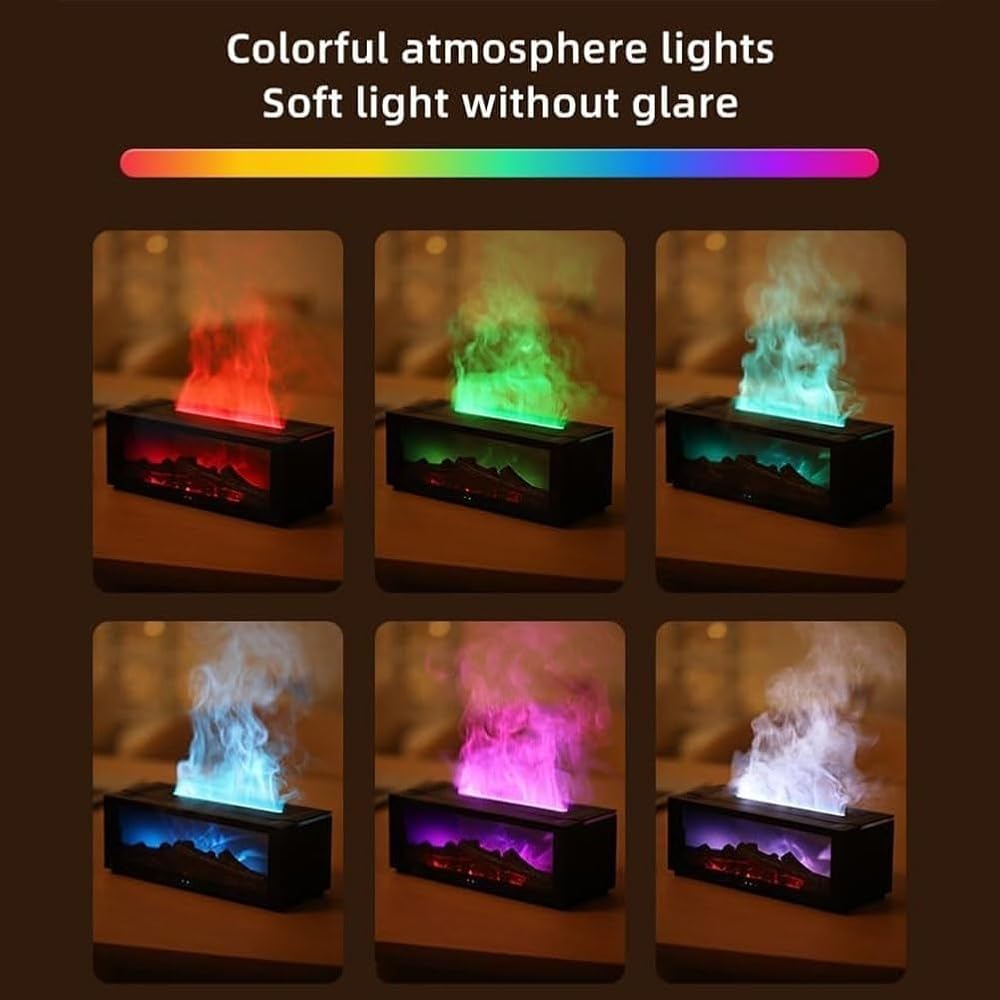 Diffuseur de braises, diffuseur de cheminée, diffuseur de flamme confortable avec arrêt automatique, diffuseur de flamme volcanique for huiles essentielles, télécommande sans fil, diffuseur d'huiles d : Hygiène et Santé