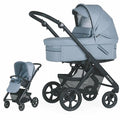 BEBECAR Parkour Cross passeggino a due pezzi, telaio ridotto, navicella completa con capottina estensibile, sedia reversibile con capottina estensibile. Telaio nero, colore blu U226 : Prima infanzia