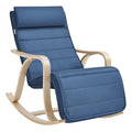 SONGMICS Sedia Legno di Betulla, Poltrona a Dondolo con Poggiapiedi Regolabile a 5 Altezze, Fodera in Cotone, Portata 150 kg, Blu Notte LYY041Q01, 67 x 125 x 91 cm : Casa e cucina