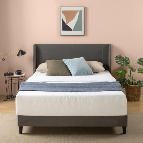 Zinus Sasha Letto 80 x 190 cm   25 cm di altezzo   Letto singolo   Struttura letto imbottita con testiera a dondolo   Grigio scuro : Casa e cucina