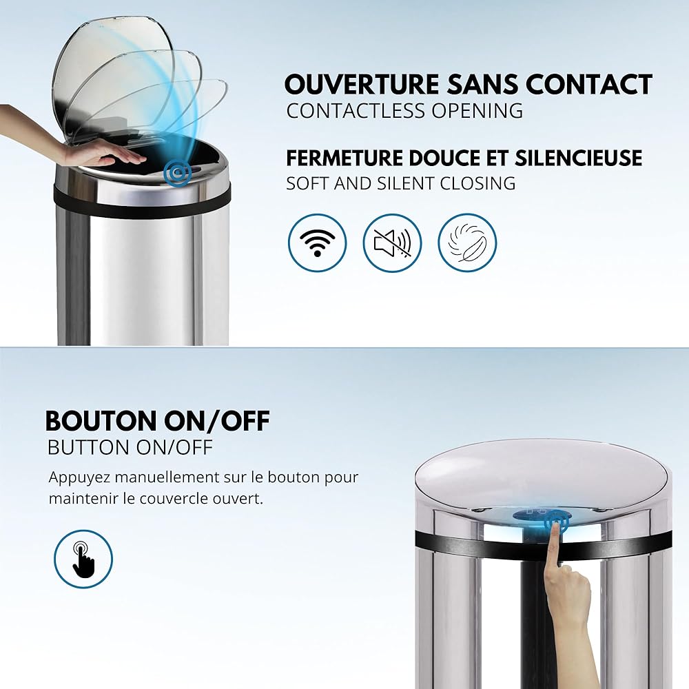Poubelle de cuisine automatique 30L ARTIC en acier Inox avec seau : Cuisine et Maison