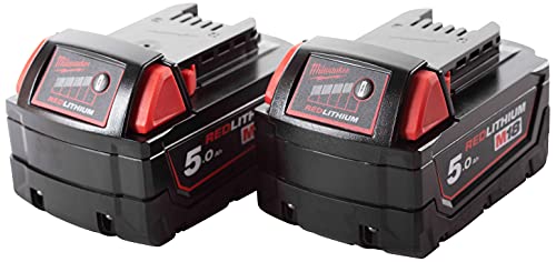 Milwaukee Batteria M18B5 18V 5Ah, 2 pezzi, 18 V, rosso : Fai da te