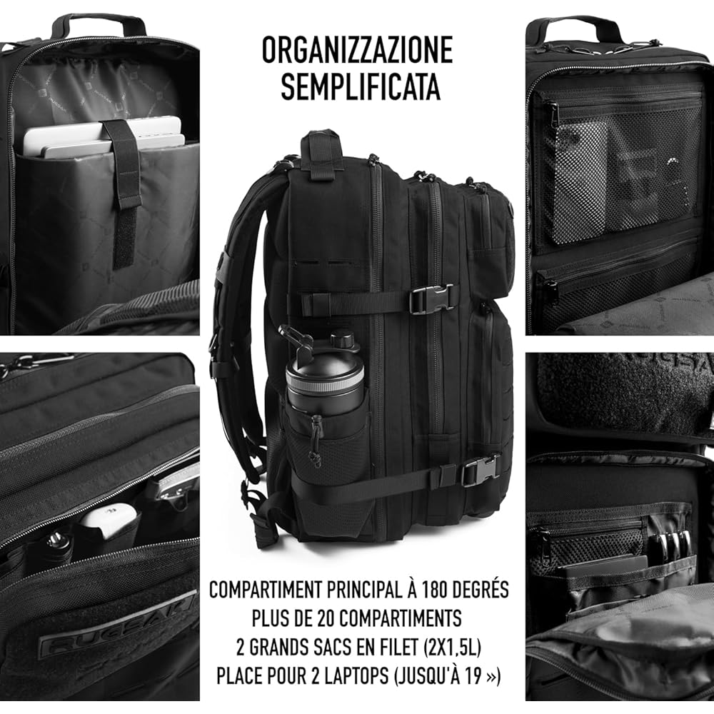 RUGSAK® ALPHA | Sac à dos tactique [15-48L] étanche &amp; EXTREME robuste | Sac à dos militaire | pour le travail en plein air la randonnée le camping et le fitness | Sac à dos de voyage hommes &amp; femmes : Sports et Loisirs