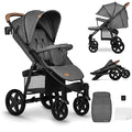 LIONELO Annet passeggino leggero pieghevole grigio regorabile con posizione sdraiata con ruote EVA cappottina XXL con zanzariera coprigambe portabibite fino 22 kg : Prima infanzia