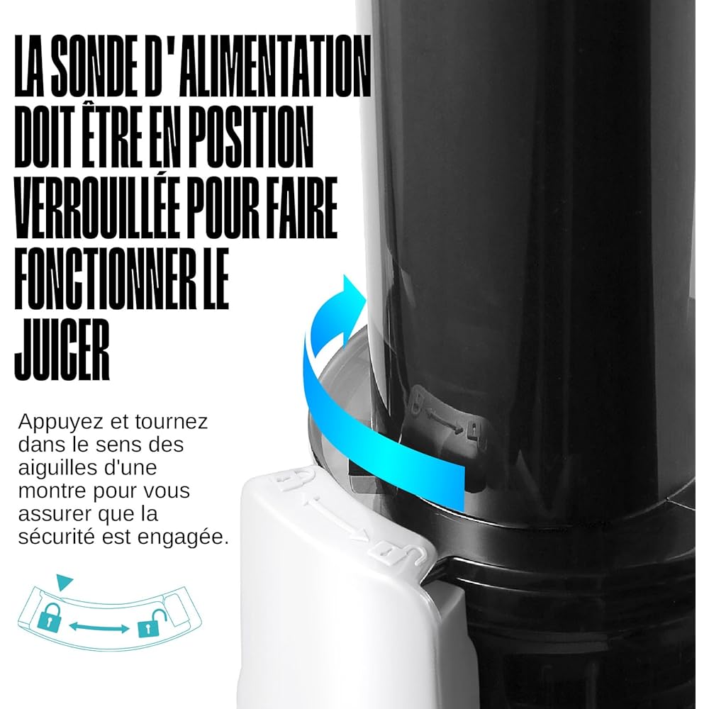 Ventray Ginnie Extracteur de Jus - Slow Juicer Pression Douce 60 Tours, Presse à froid, Fonction de Mastication Inversée, Extracteur de Jus de Fruits et Légumes Sans BPA, Facile à nettoyer, Blanc : Cuisine et Maison