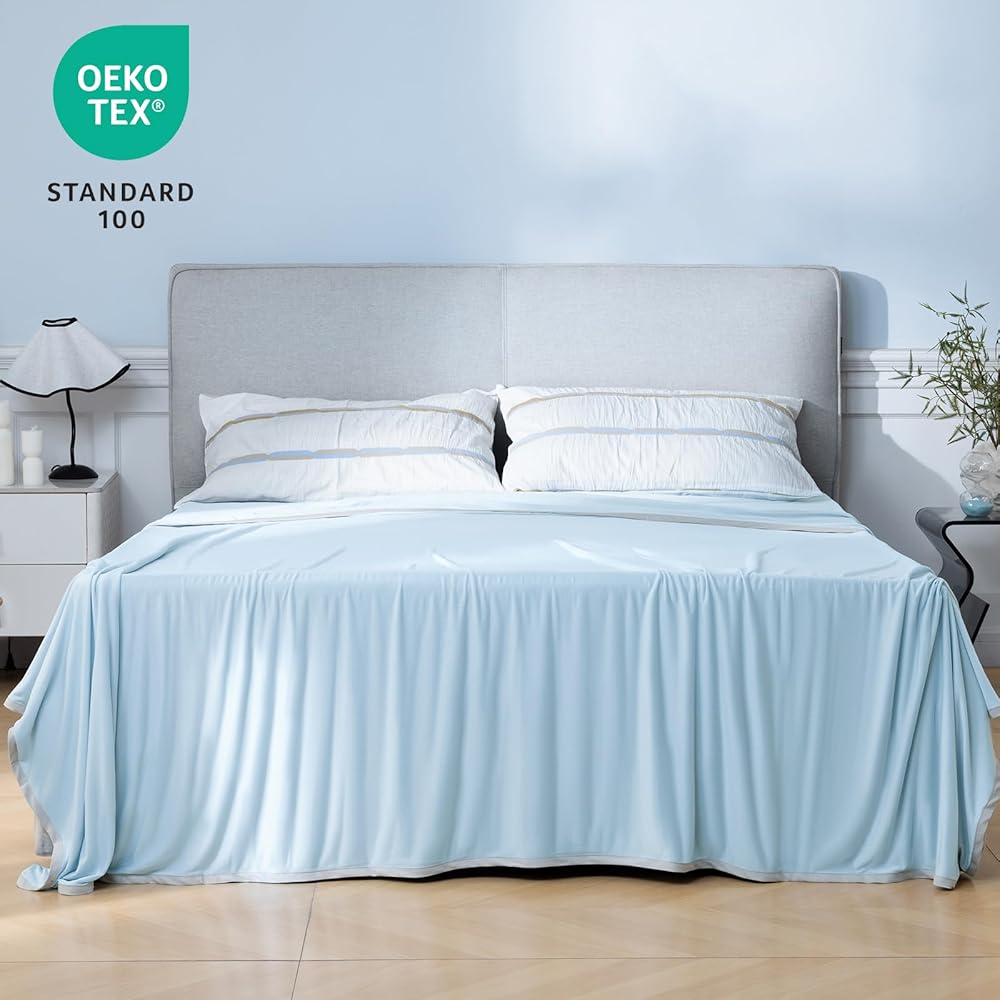 PHF Arc-Chill Q-Max > 0,5 Couverture rafraîchissante double face pour les dormeurs chauds Bleu glacier 220 x 240 cm : Cuisine et Maison