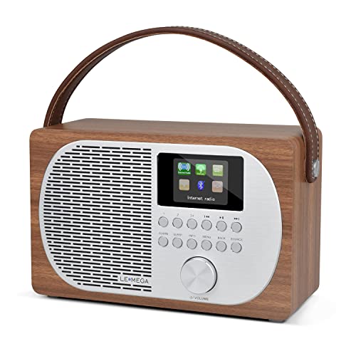LEMEGA M2P Internet Radio,radio digitale DAB/DAB /FM,Bluetooth, radio DAB portatile,uscita cuffie,allarme orologio,batteria ricaricabile o alimentata dalla rete,display a colori.   Finitura Noce : Elettronica