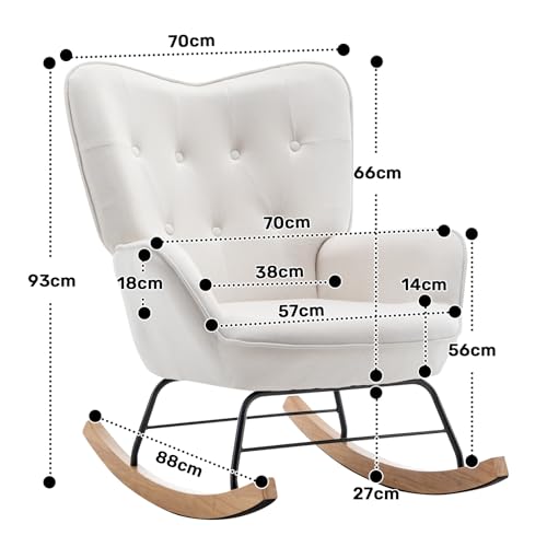 HollyHOME Poltrona a Dondolo Sedia a Dondolo Relax Poltrona Poltrona Salotto, Velluto Poltrona Camera da Letto Poltrona da Lettura con Braccioli, Beige : Casa e cucina