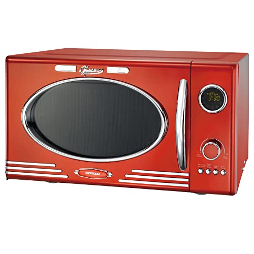 MELISSA 16330129 Retro forno a microonde, 1000 Watt/23 litri, design forno a microonde con grill/rosso metalic : Casa e cucina