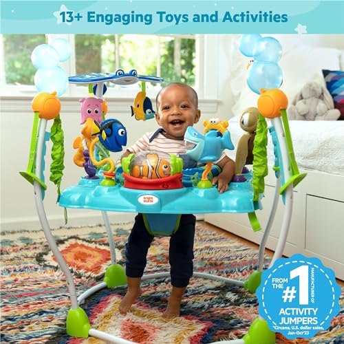 Bright Starts, Disney Baby, Centro Giochi di attività Saltellante, alla Ricerca di Nemo, 13  Giocattoli, Stazione con Musica e Luci, Seduta Girevole a 360°, Regolabile, Sviluppo Motorio, da 6 Mesi  : Moda