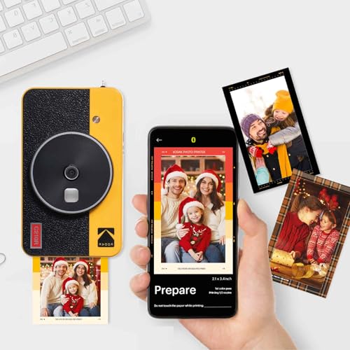 KODAK Mini Shot 2 Retro Regalo di Natale 4PASS 2 in 1 Fotocamera istantanea e stampante fotografica portatile (5,3 x 8,6 cm)   confezione regalo con 60 fogli, bianco : Elettronica