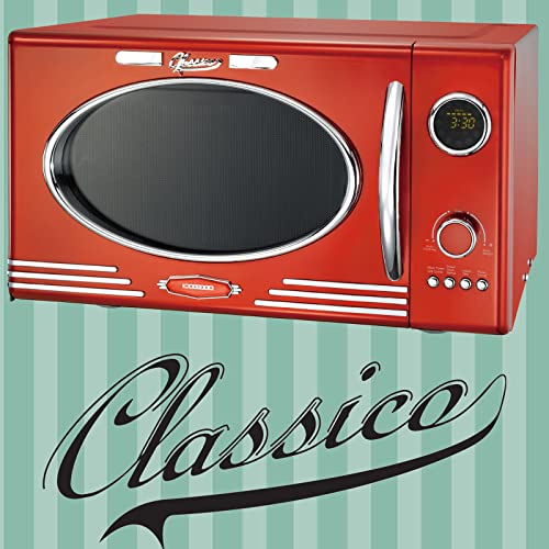 MELISSA 16330129 Retro forno a microonde, 1000 Watt/23 litri, design forno a microonde con grill/rosso metalic : Casa e cucina