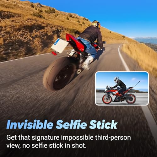 Insta360 X4 Pack Moto   Action Cam 360° 8K Impermeabile, Video Grandangolari in 4K, Selfie Stick Invisibile. Protezioni Lenti Rimovibili, Autonomia Batteria 135 min, Editing IA, Stabilizzazione : Elettronica