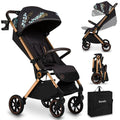 LIONELO Cloe Passeggino leggero e pieghevole per bambini da 0 fino a 22kg Schienale regolabile Posizione nanna Impermeabile, Cinture a 5 punti, Ruote XXL, Zanzariera, Portabicchieri (Momenti d'oro) : Prima infanzia