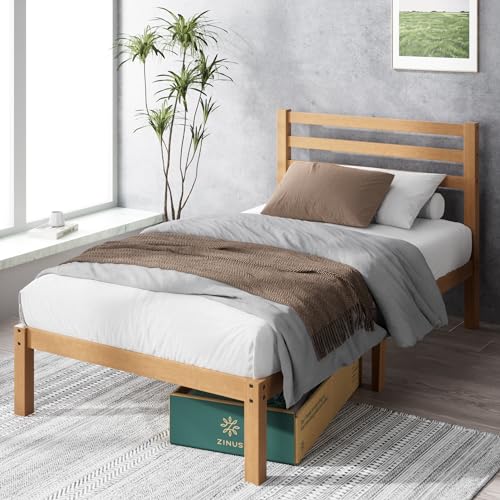 Zinus Leah Letto 80 x 190 cm   36 cm di Altezza   Struttura letto in bambù e legno con testiera   Marrone : Casa e cucina