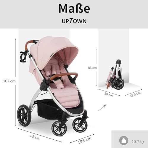 hauck Passeggino Up Town   Passeggino Compatto in Chiusura fino a 25 kg, Chiusura a 1 Mano, Manubrio Regolabile, Reclinabile   Passeggino Leggero   Rosa : Hauck: Prima infanzia