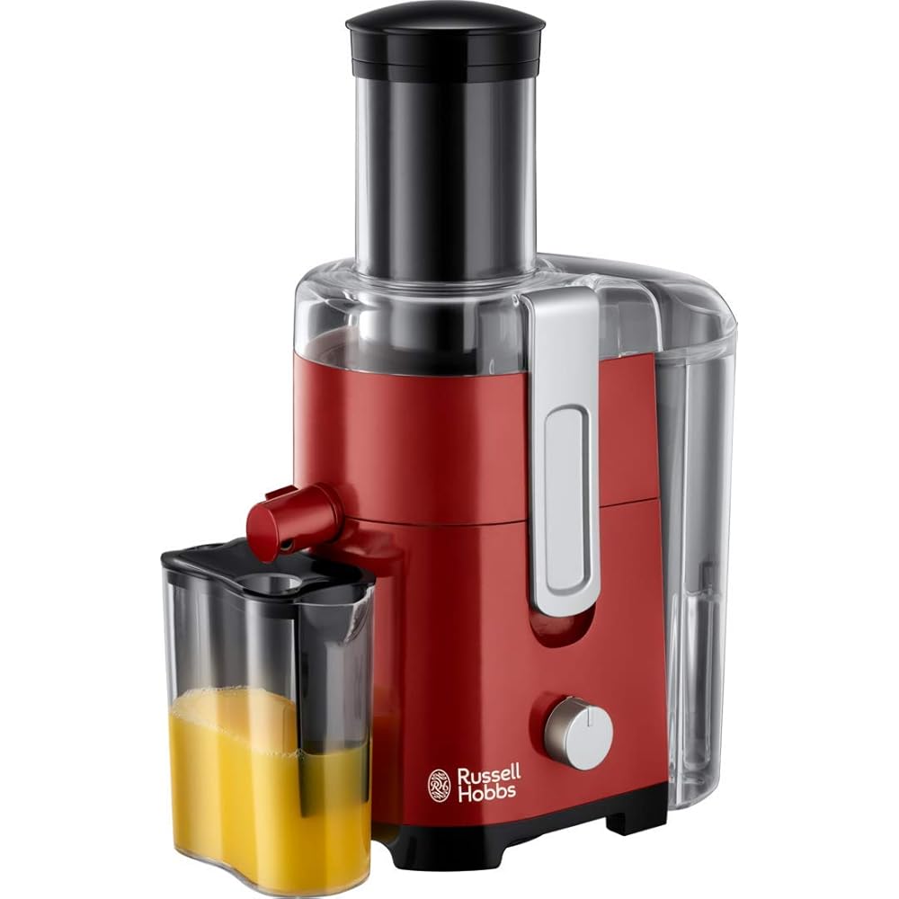 Russell Hobbs Centrifugeuse [fruits et légumes] Desire rouge (cheminée XL pour fruits &amp; légumes entiers, 2 vitesses, pichet à jus 750 ml, réservoir à pulpe de 2 l, sans BPA) Extracteur de jus 24740-56 : Cuisine et Maison