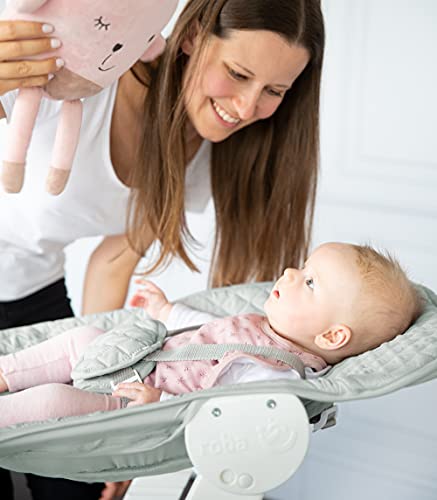 roba Seggiolone Evolutivo Born Up 2in1, Sdraietta roba Style Verde Ghiaccio Reclinabile, Fodera Impermeabile, Altezza Regolabile, Robusto e Resistente, Ergonomico, fino ai 70 kg, Legno Laccato Bianco : Prima infanzia