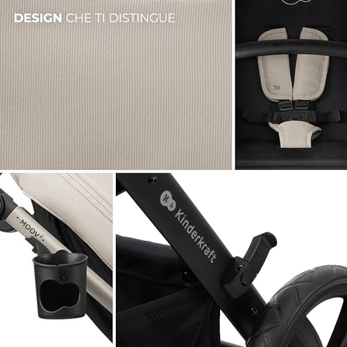 Kinderkraft MOOV2 Trio passeggino neonati 3 in 1 fino 26 kg, con Ovetto I SIZE 40 75 cm, Carrozzina reversibile fronte mamma e strada, Schienale regolabile, Ruote EVA, Grigio : Prima infanzia