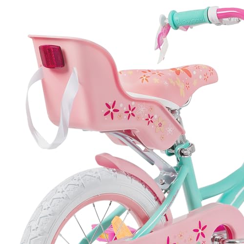 JOYSTAR Bicicletta per bambini a forma di unicorno, da 16 pollici, per bambini da 5 a 7 anni, con seggiolino e ruote di supporto, colore: verde, BIKE049gr 16 : Sport e tempo libero