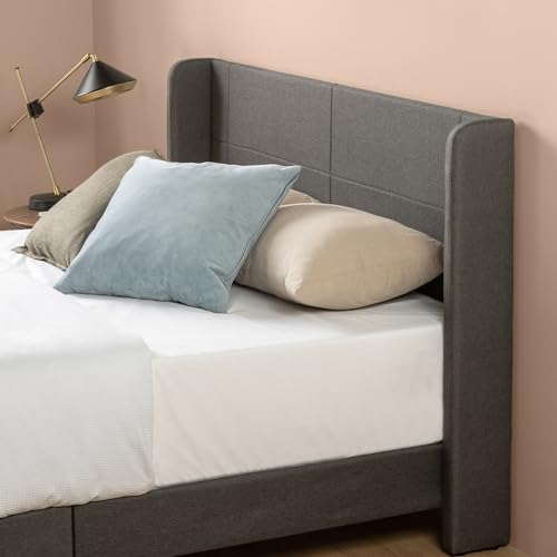 Zinus Sasha Letto 80 x 190 cm   25 cm di altezzo   Letto singolo   Struttura letto imbottita con testiera a dondolo   Grigio scuro : Casa e cucina