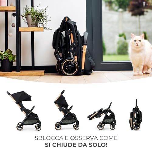 Kinderkraft APINO Passeggino Leggero fino 22 kg, Solo 7,5 Kg, Passeggino Da Viaggio, Pieghevole automatico, Schienale Regolabile In Posizione Sdraiata, Copertura Antipioggia, Grigio : Prima infanzia