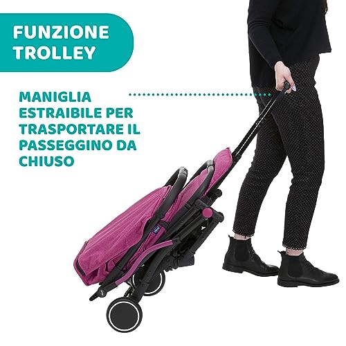 Chicco Trolley Me Passeggino Leggero da 0 Mesi a 15 kg, Passeggino Reclinabile e Pieghevole con Funzione Trolley, Chiusura Compatta, Parapioggia e Cappottina Estendibile, Portata Massima 18 kg : Prima infanzia