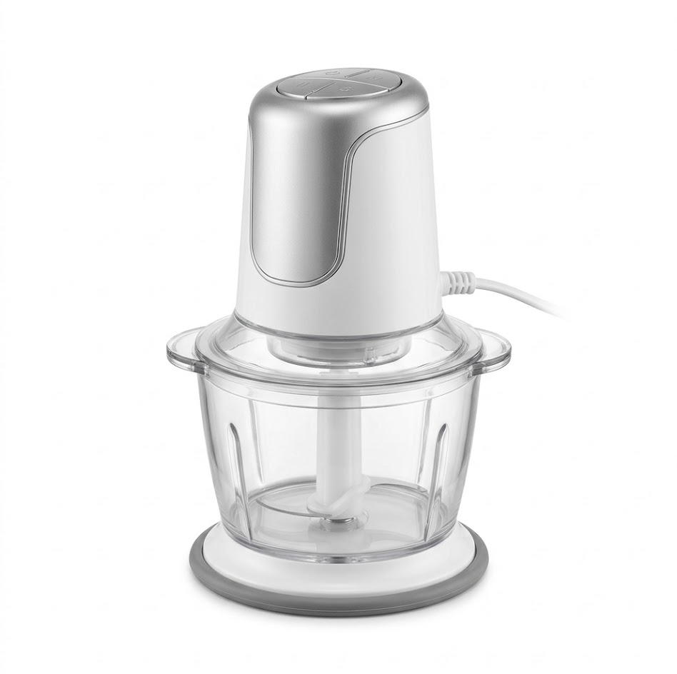 Facailaovo - Chopper CHP61.100WH 500W, 0.5L, 2 velocità, 4 lame, Bianco/Argento